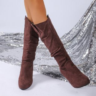 Damen elegante Overknee-Stiefel mit hohem Absatz Stalluxe