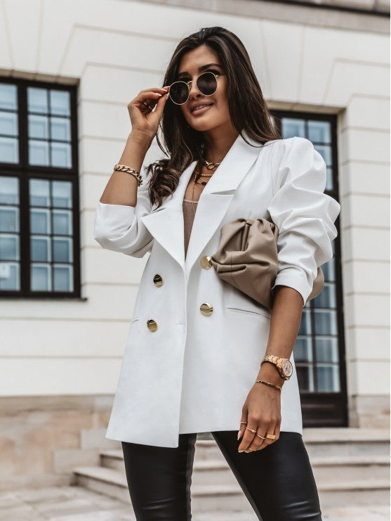 Damen eleganter Oversize-Blazer mit Taschen und Knopfdetails Stalluxe