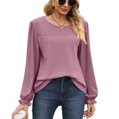 Damen Oberteil mit strukturiertem Design und eleganten Puffärmeln Stalluxe