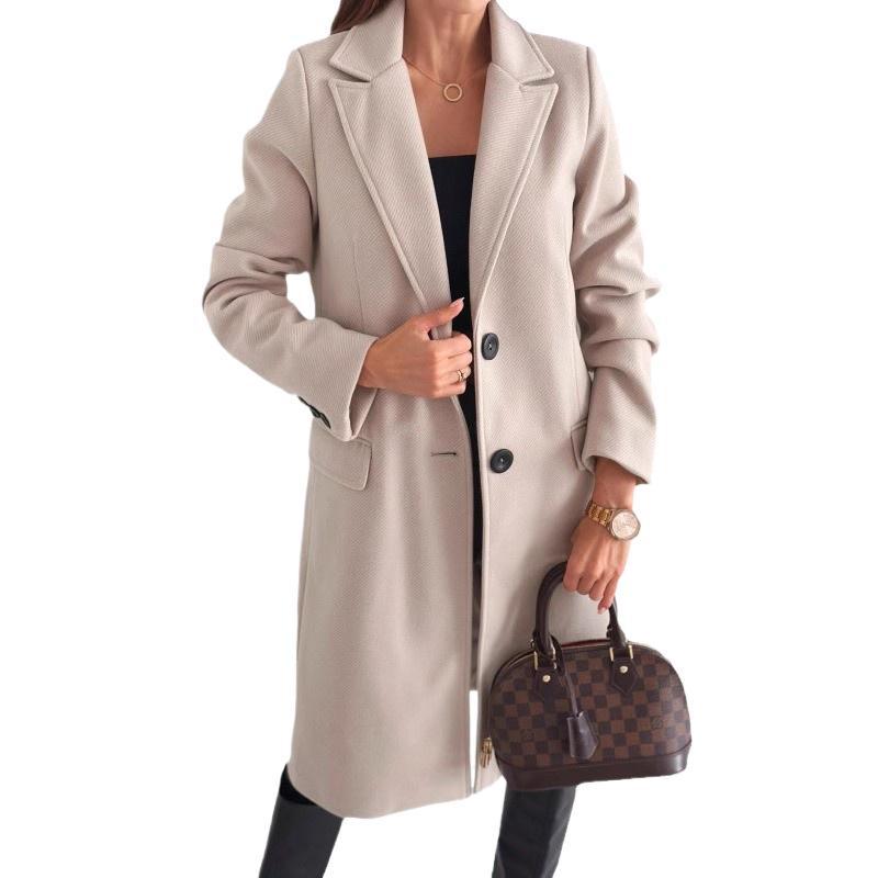 Damen Stylischer Mantel mit breitem Reverskragen und tailliertem Schnitt Stalluxe
