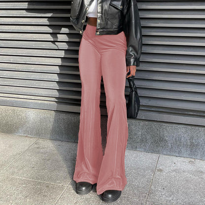 Damen Elegante Schlaghose mit hohem Bund und glattem Material Stalluxe