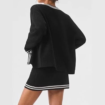 Damen Waffelstrick Cardigan mit sportlichem V-Ausschnitt und Brusttasche Stalluxe