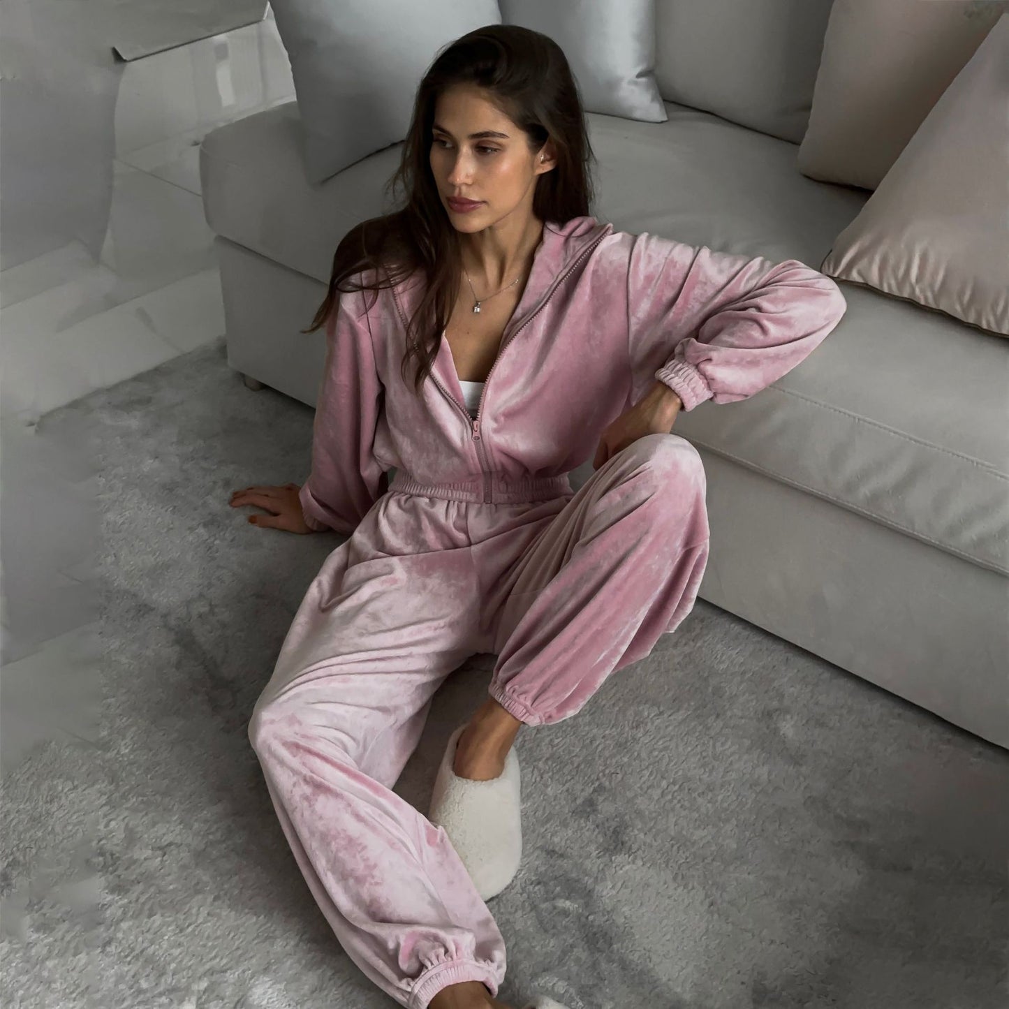 Damen kuscheliger Freizeitanzug Stalluxe Pink