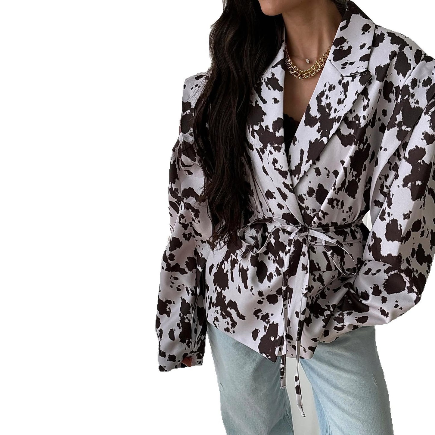 Damen Oversized Blazer mit Gürtel und Schulterpolstern Stalluxe