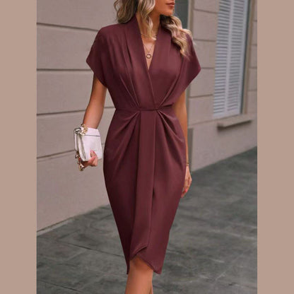 Damen elegantes Wickelkleid mit besonderem Drapierungsdesign Stalluxe