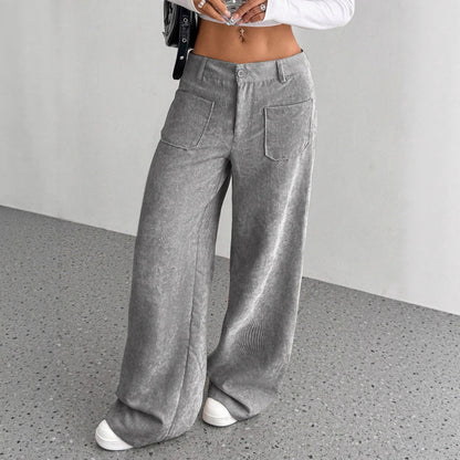Damen weit geschnittene Cordhose mit praktischen Taschen Stalluxe
