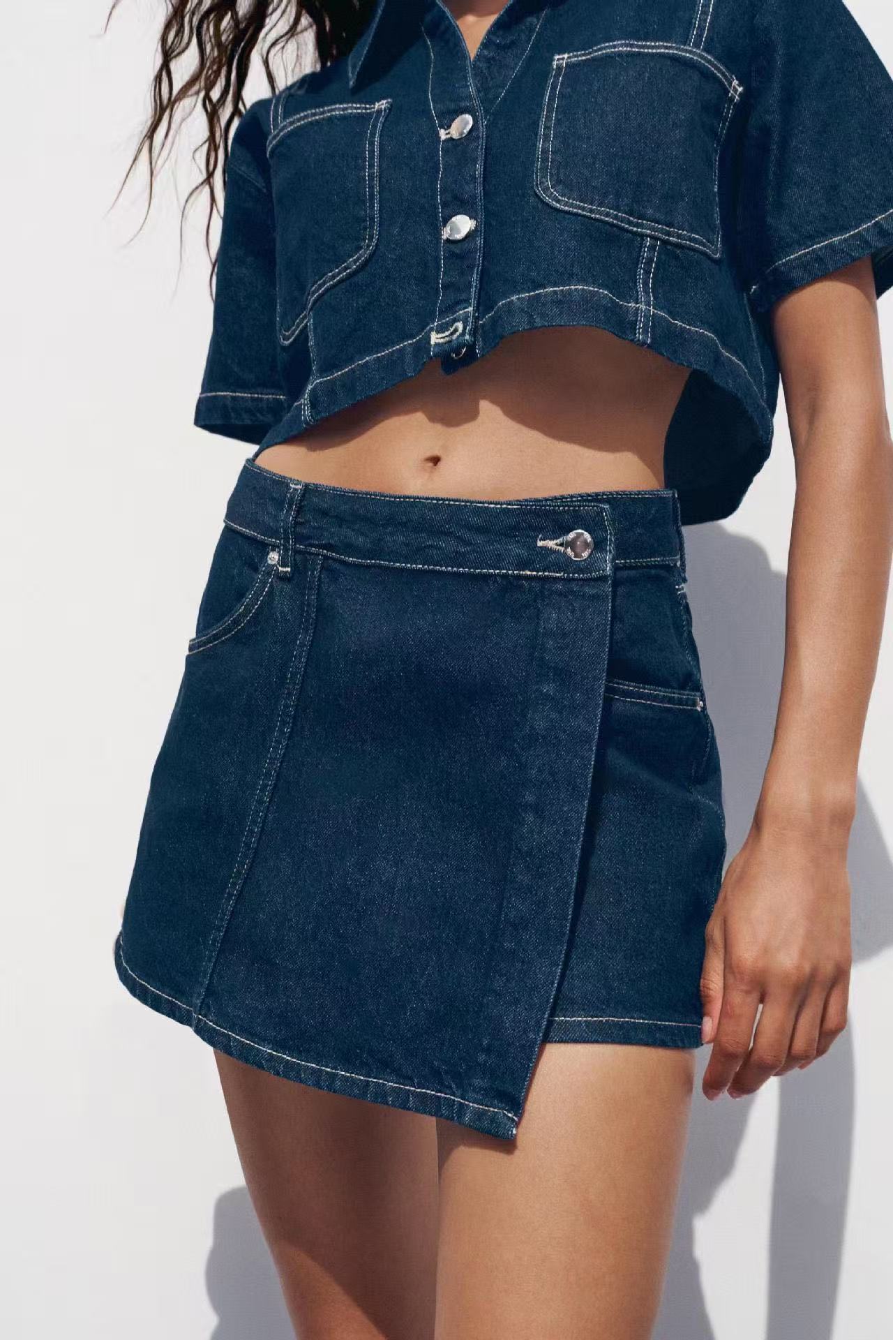 Damen Denim-Cropjacke mit aufgesetzten Taschen Stalluxe