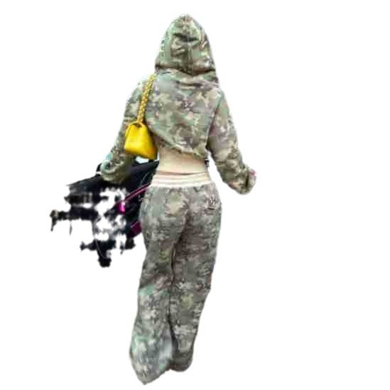 Damen Camouflage-Hoodie und Jogginghose Set Stalluxe