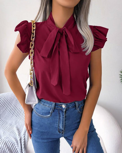 Damen Bluse mit verspielten Puffärmeln und schicker Schleife Stalluxe