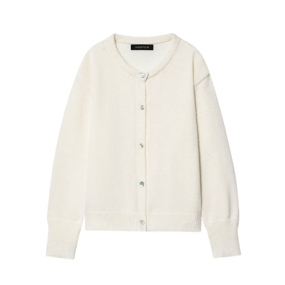 Damen stilvolle Strickjacke mit Knopfleiste und Rundhalsausschnitt Stalluxe