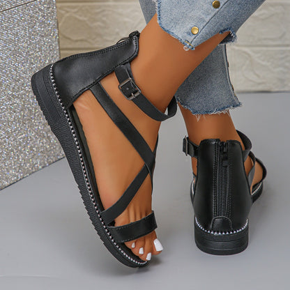 Damen Riemchen-Sandalen mit komfortablem Fußbett und eleganter Schnallenverzierung Stalluxe