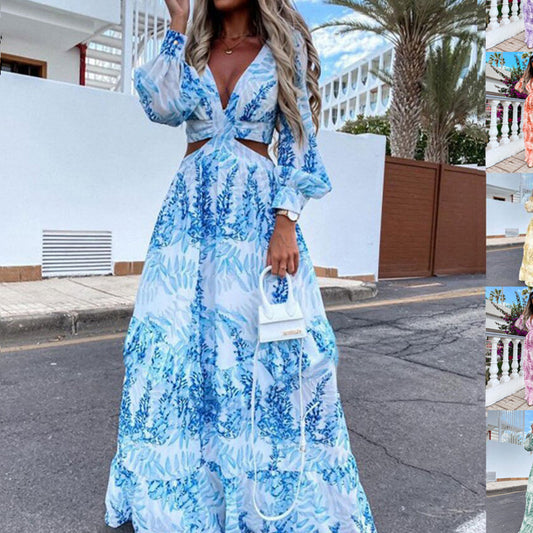 Damen Maxikleid mit verspieltem Schnitt und floralem Design Stalluxe