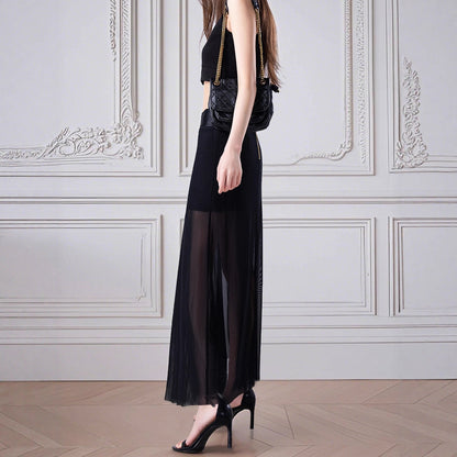 Damen Eleganter Maxiröcke mit transparenter Oberlage Stalluxe