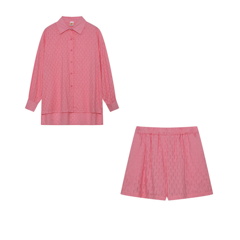 Damen lässiges Set mit atmungsaktiver Hemdbluse und komfortablen Shorts Stalluxe