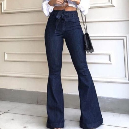 Damen Schlagjeans mit hoch tailliertem Bund Stalluxe