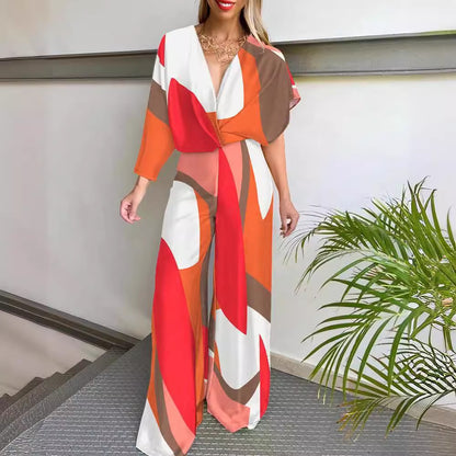 Damen Weit geschnittene Jumpsuit mit geometrischen Mustern Stalluxe