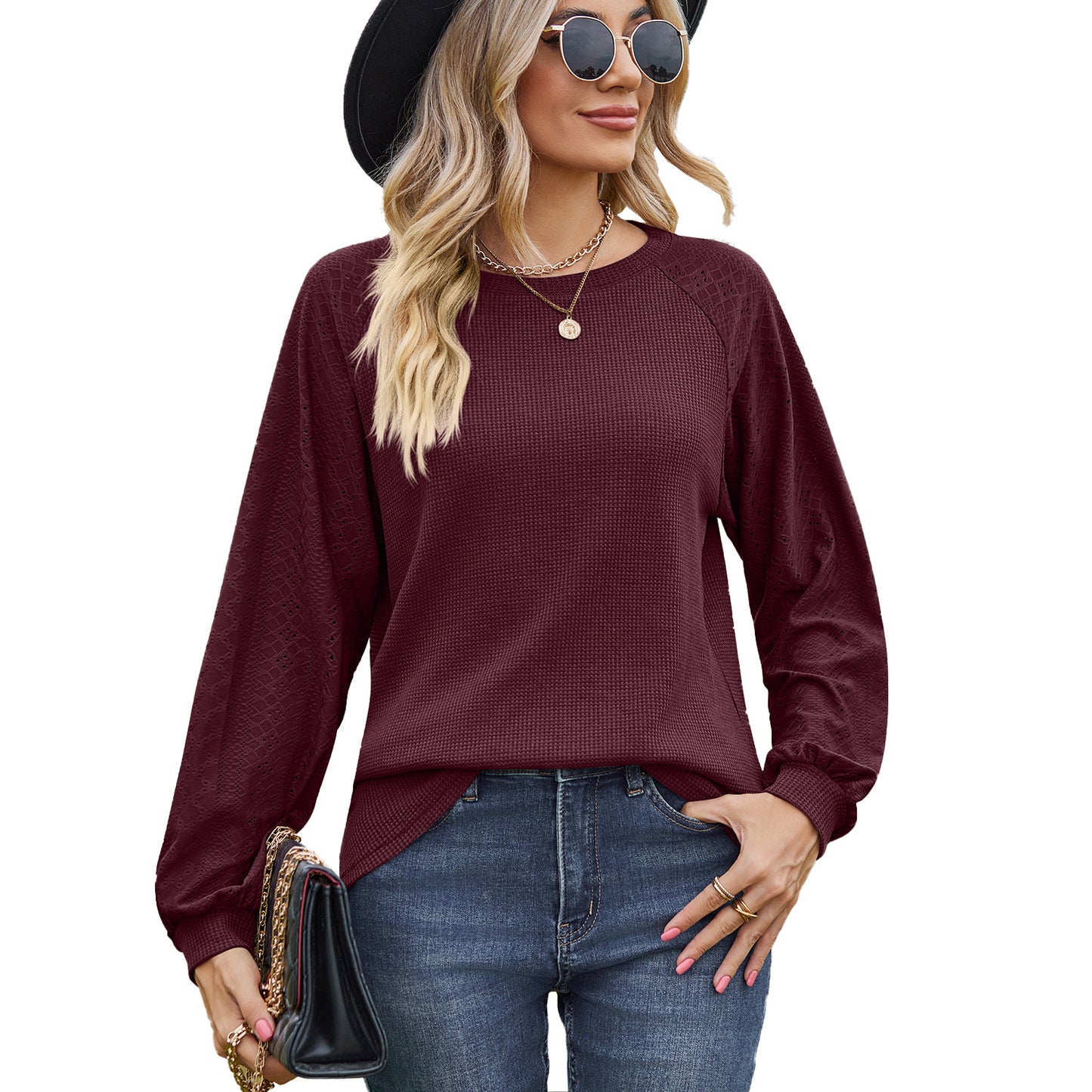Damen lässiger Pullover mit modischen Strickdetails Stalluxe