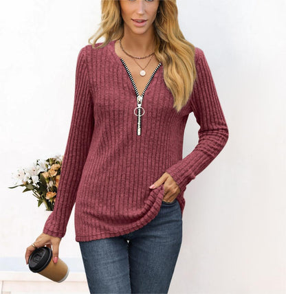 Damen Pullover mit hochwertigem Reißverschluss und feinem Rippdesign Stalluxe