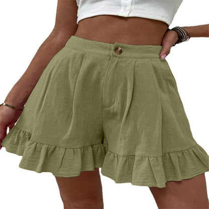 Damen Volant-Shorts mit elastischem Bund und seitlichen Taschen Stalluxe