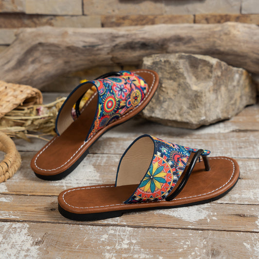 Damen Bunte Zehentrenner Sandalen Stalluxe