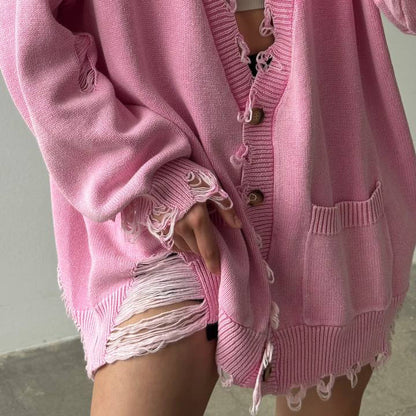 Damen Lässige Strickjacke mit vintage-inspirierten Fransen Stalluxe