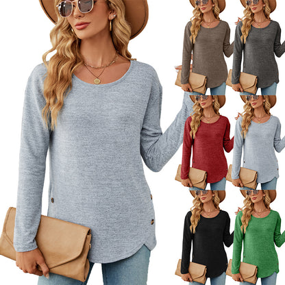 Damen lässiges Longsleeve Oberteil mit modernen Knopfdetails Stalluxe
