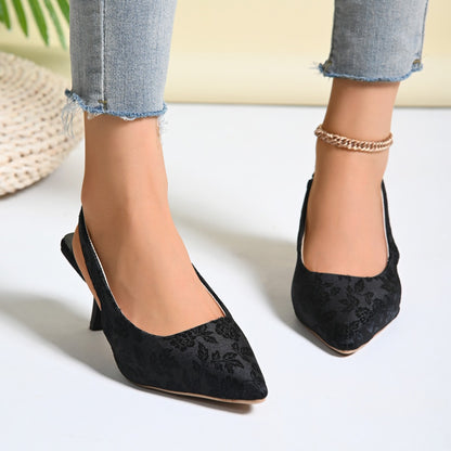 Damen elegante Slingback-Pumps mit floralem Jacquard-Muster Stalluxe