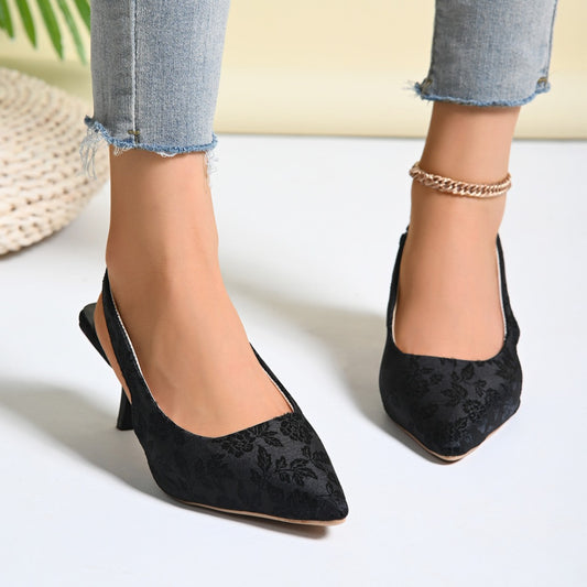 Damen elegante Slingback-Pumps mit floralem Jacquard-Muster Stalluxe