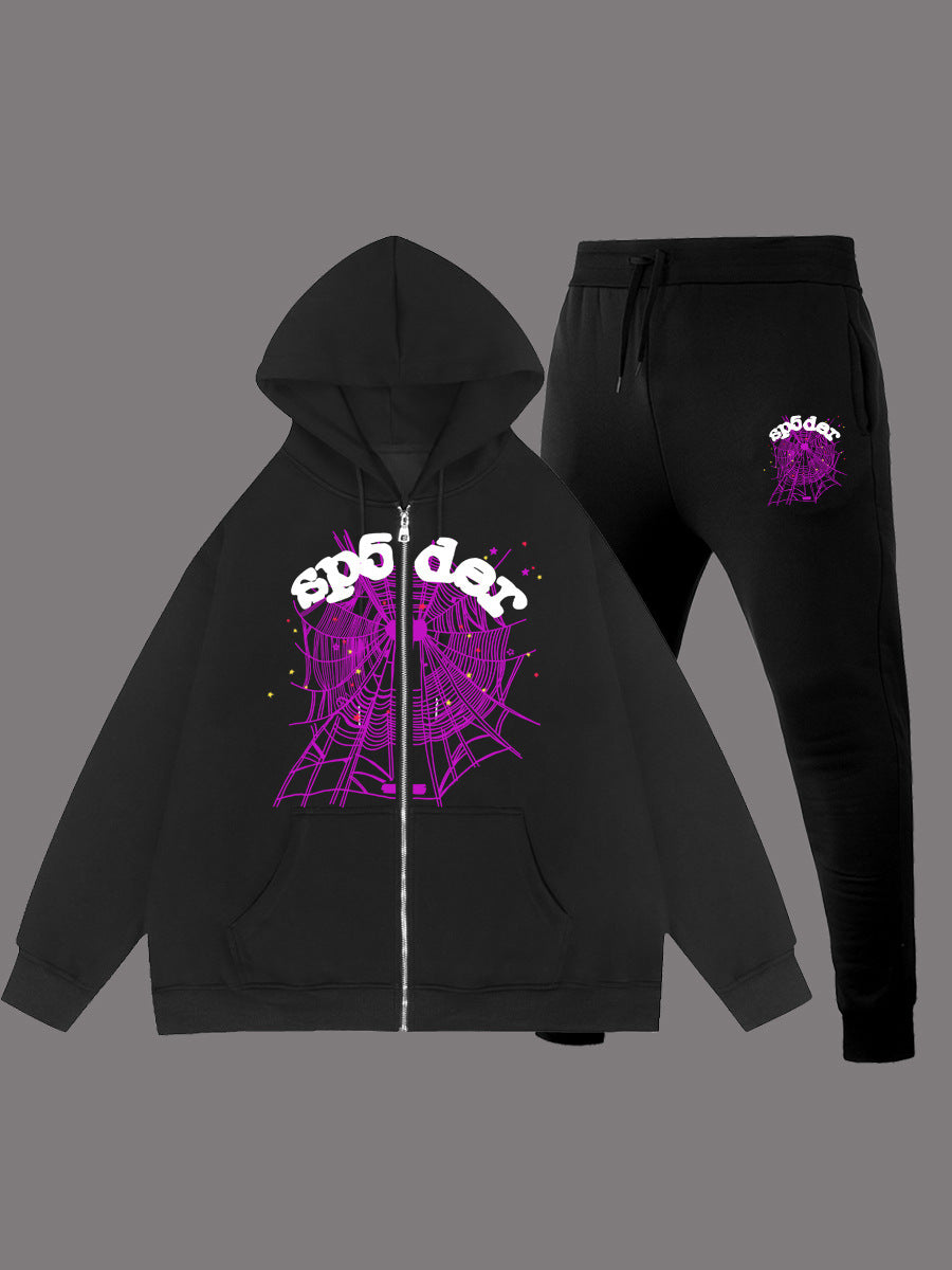 Damen Kapuzenjacke und Jogginghose Set mit auffälligem Webdesign Stalluxe