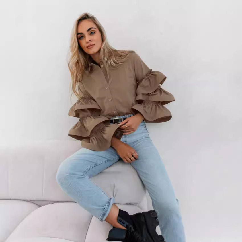 Damen Bluse mit Rüschendetails und strategischem Schnitt Stalluxe