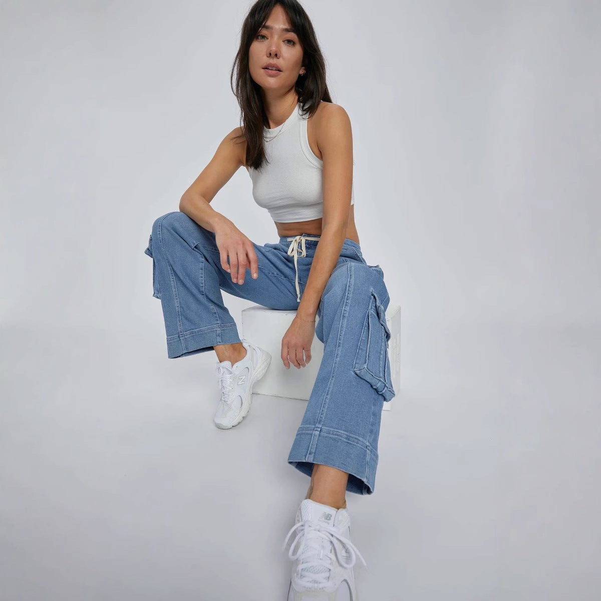 Damen Cargo-Jeans mit weiten Beinen und praktischen Taschen Stalluxe