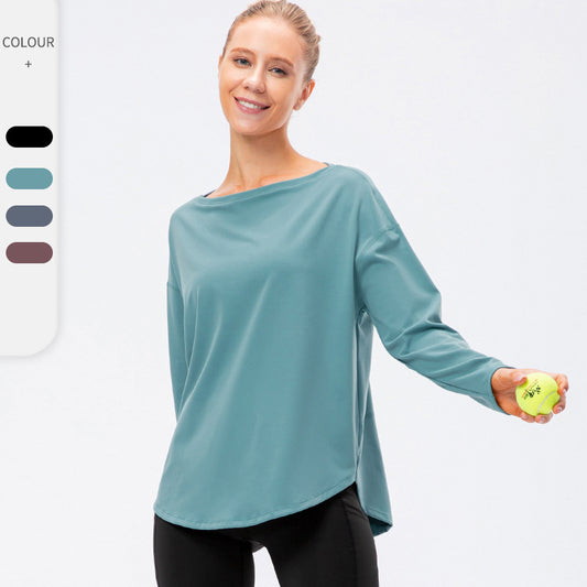Damen Lockeres Langarmshirt aus atmungsaktivem Funktionsmaterial Stalluxe