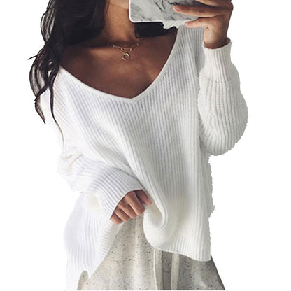 Damen Grobstrickpullover mit V-Ausschnitt und lässigem Schnitt Stalluxe