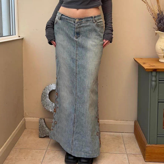 Damen Maxirock mit floralen Stickereien Stalluxe