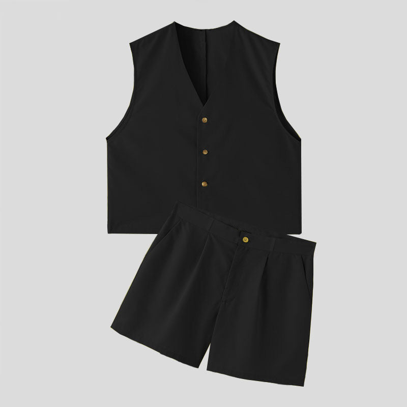 Damen elegantes ärmelloses Blazerset mit Shorts Stalluxe