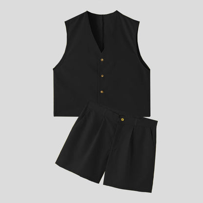 Damen elegantes ärmelloses Blazerset mit Shorts Stalluxe