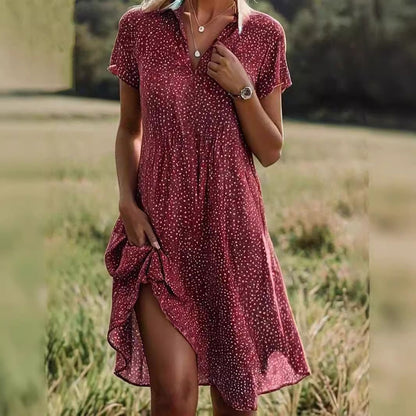 Damen Freizeitkleid mit Knopfverschluss und asymmetrischem Saum Stalluxe