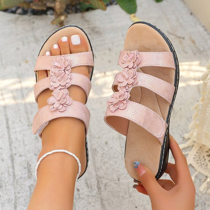 Damen bequeme Sandalen mit floralen Applikationen Stalluxe