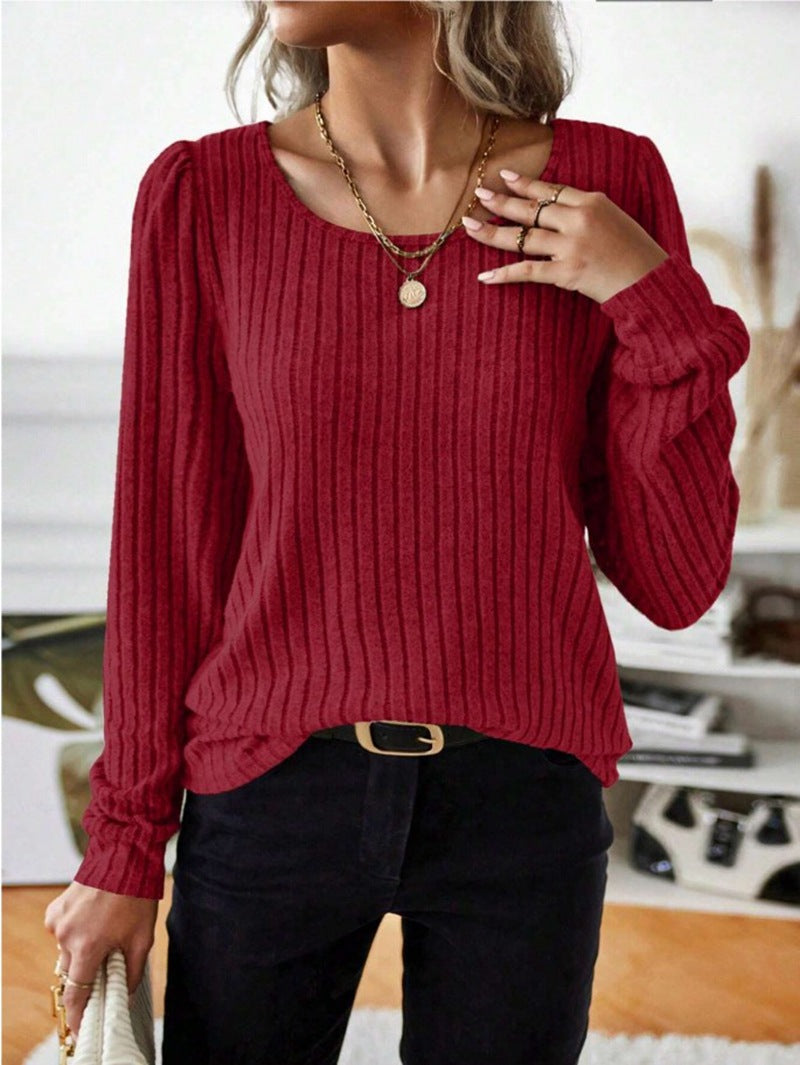 Damen Gestreifter Pullover mit Puffärmeln Stalluxe