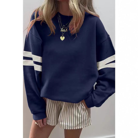 Damen Sportlicher Oversized Pullover mit Streifenakzenten und lässigem Schnitt Stalluxe