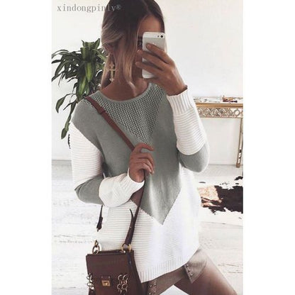 Damen Großer Strickpullover mit modernem geometrischen Design und atmungsaktiver Struktur Stalluxe