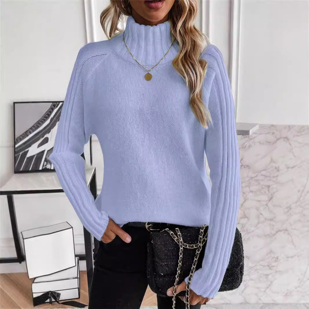 Damen Pullover mit modernem Stehkragen und strukturiertem Rippdesign Stalluxe