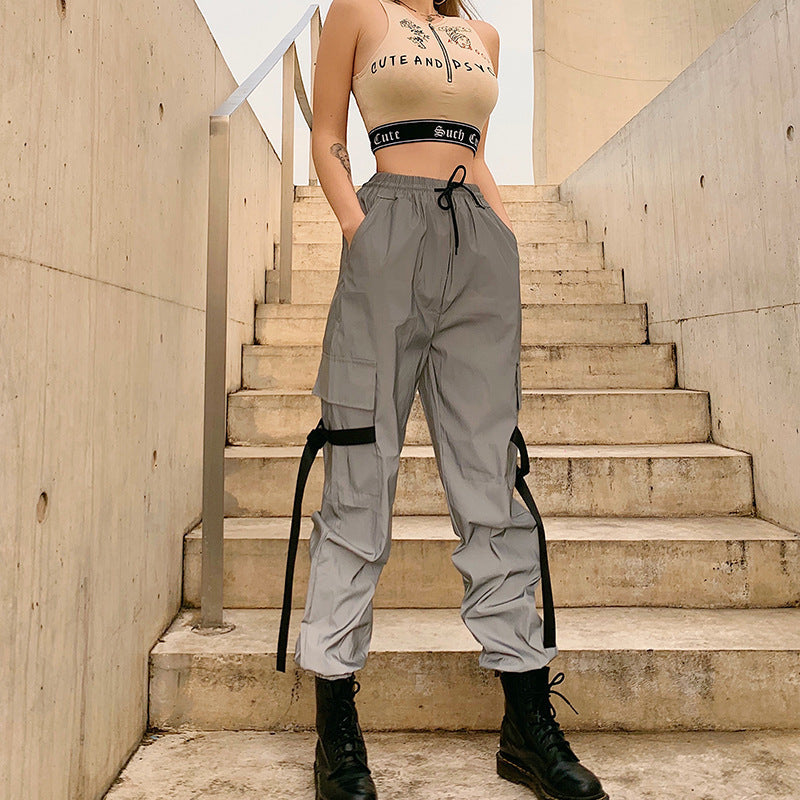 Damen Cargo-Hose mit utilitaristischen Taschen und verstellbarem Bund Stalluxe