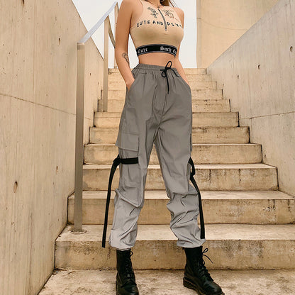 Damen Cargo-Hose mit utilitaristischen Taschen und verstellbarem Bund Stalluxe