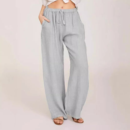 Damen Leinenhose mit weitem Bein und praktischen Seitentaschen Stalluxe