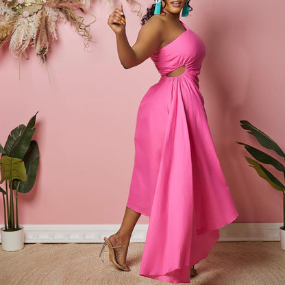 Damen Asymmetrisches Abendkleid mit gefaltetem Saum Stalluxe