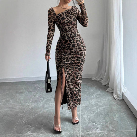 Damen Maxi-Kleid mit figurbetonter Silhouette und asymmetrischem Ausschnitt Stalluxe