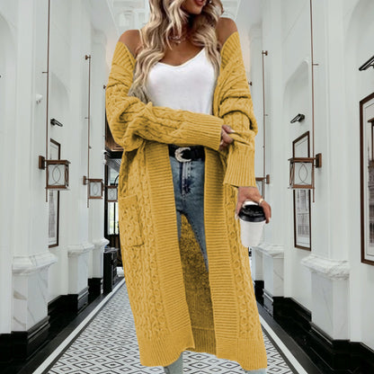 Damen Strickjacke mit grobem Zopfdesign und praktischen Taschen Stalluxe