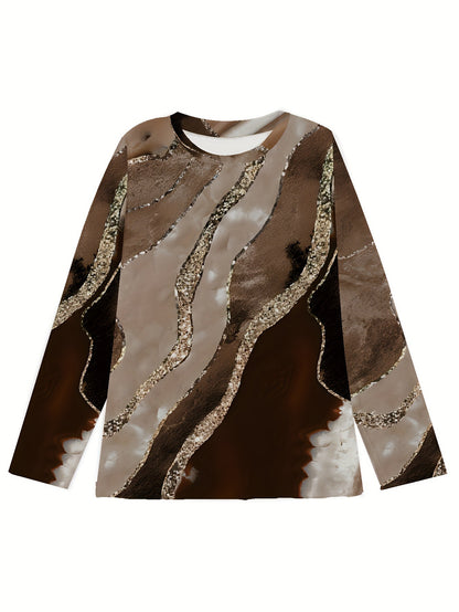 Damen Langarmshirt mit modernem Wellenmuster Stalluxe