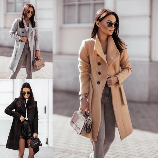 Damen Elegante und vielseitige Wollmanteljacke mit modischen Details Stalluxe